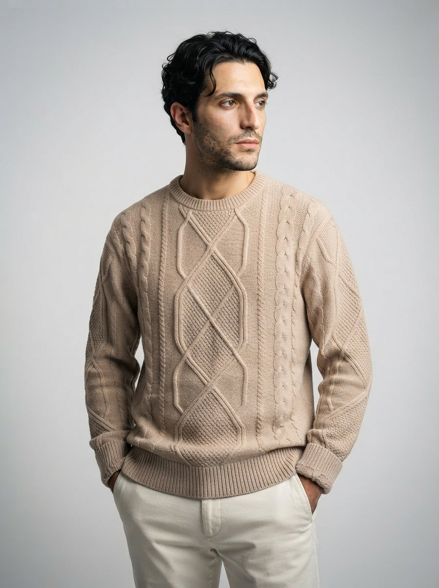 The Aosta Cable Knit — Khaki