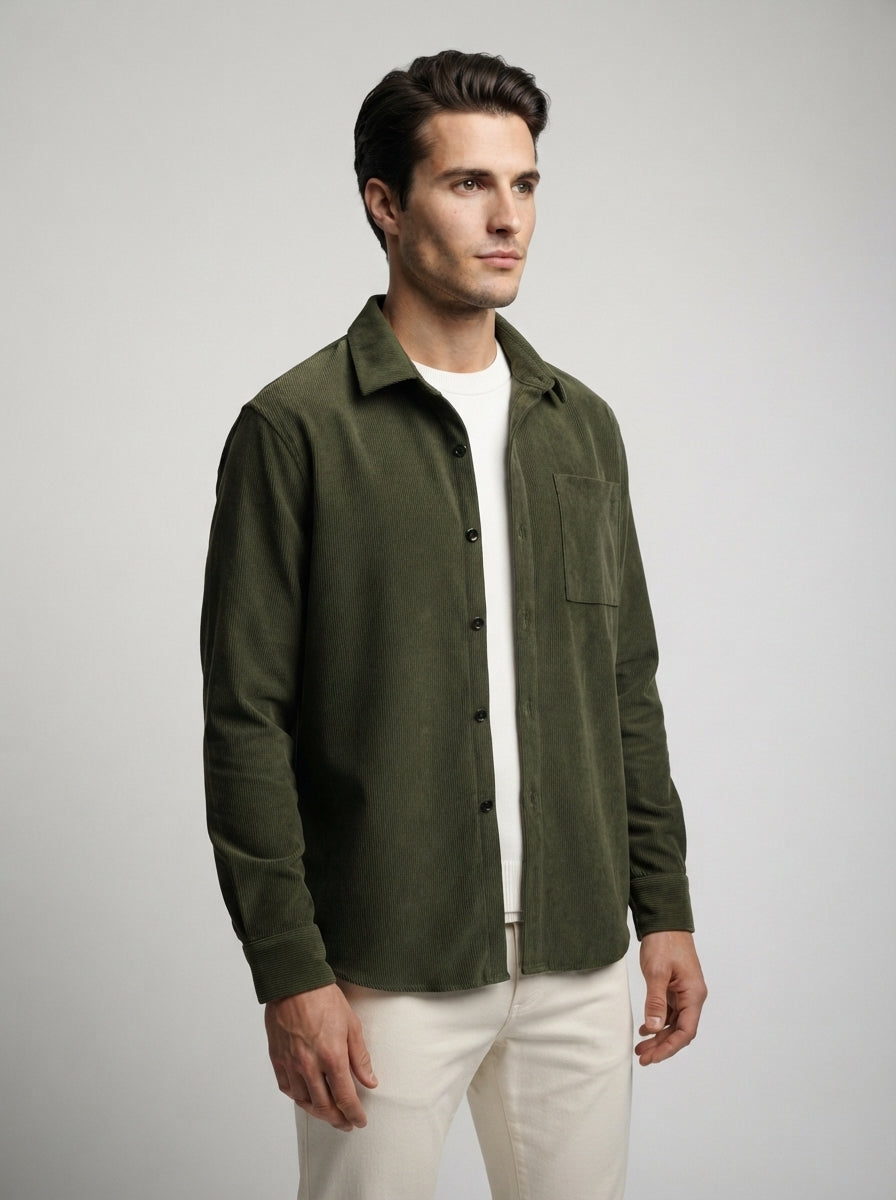 The Assisi Corduroy Overshirt — Olive