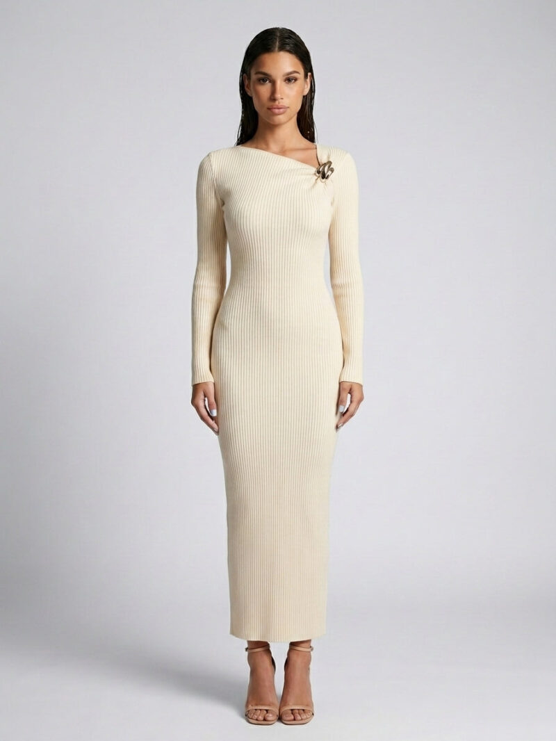 The Bellagio Ribbed Dress — Cream