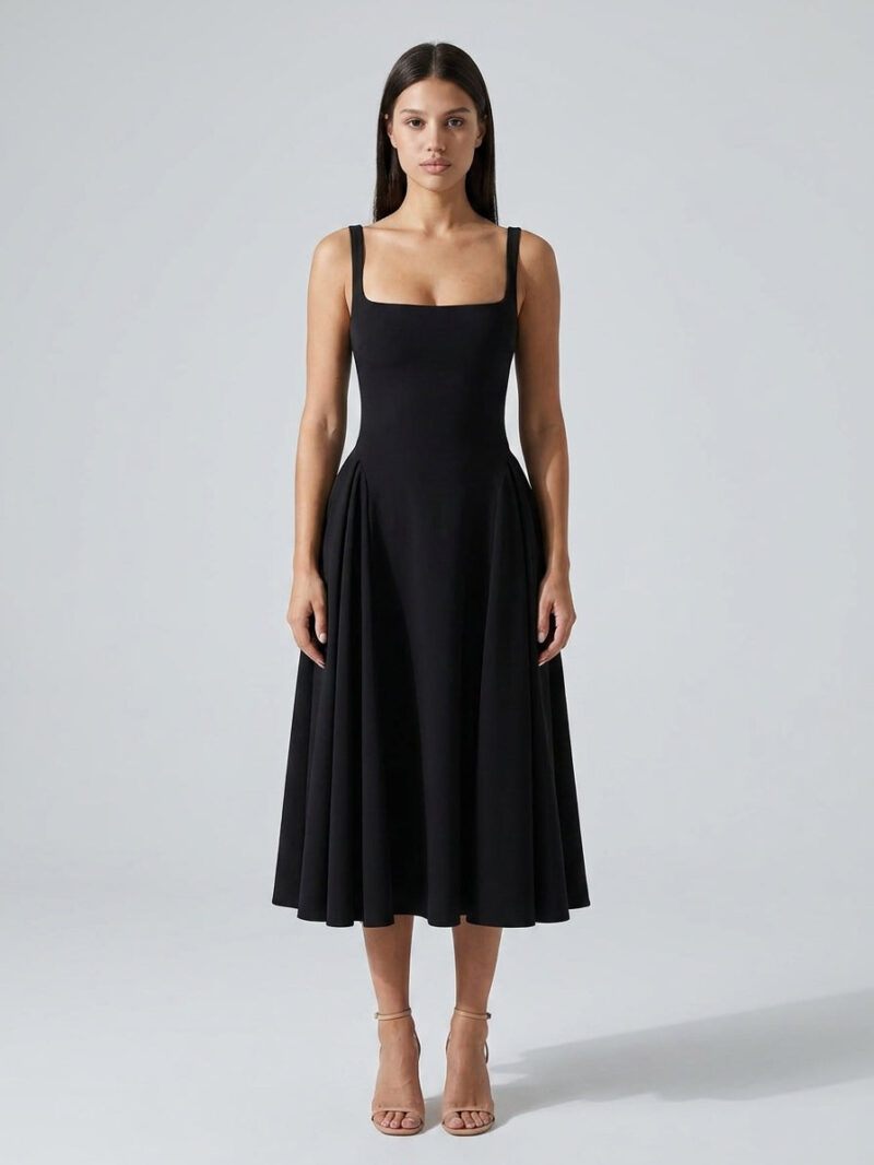 The Fiesole Midi Dress — Black
