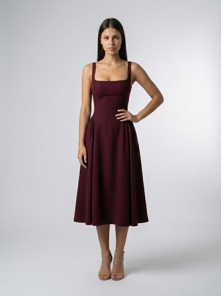 The Fiesole Midi Dress — Burgundy