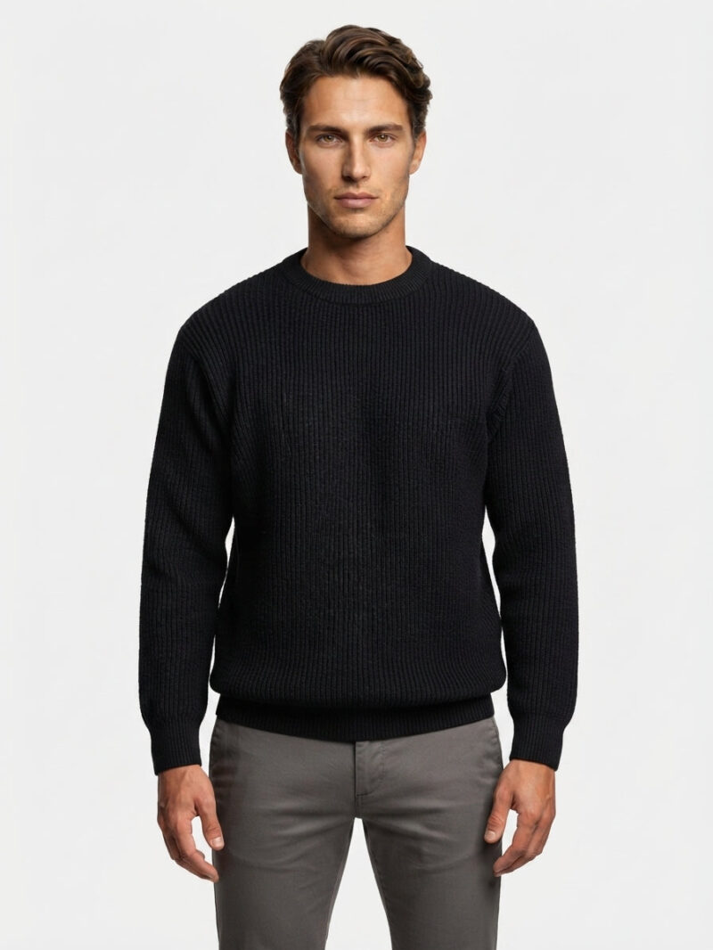 The Lucca Ribbed Crew — Black