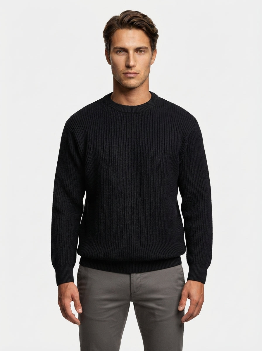 The Lucca Ribbed Crew — Black