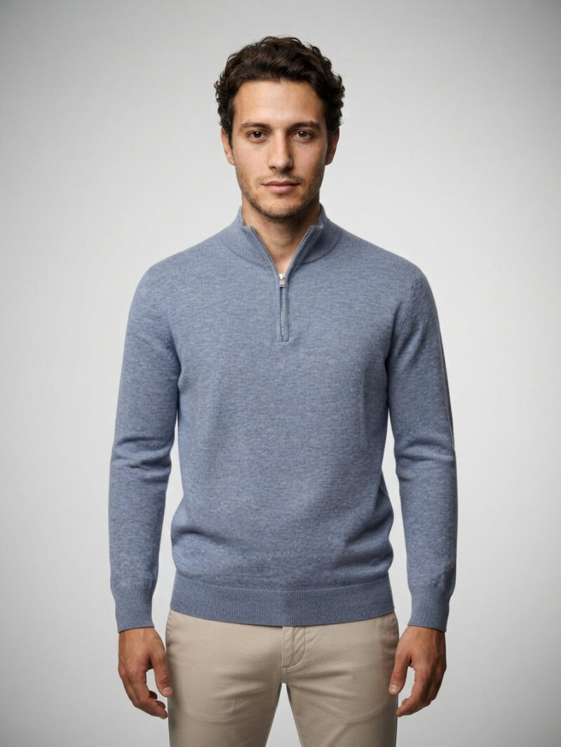 The Merano Zip Neck — Blue
