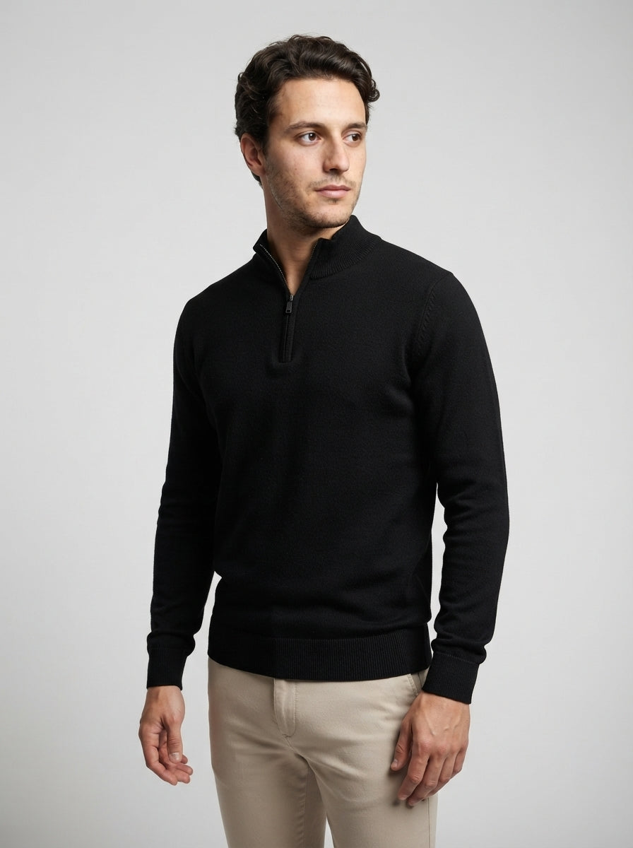 The Merano Zip Neck — Black