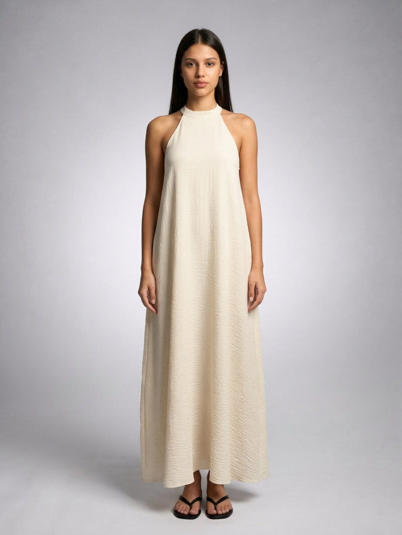 The Nervi Halter Dress — Cream