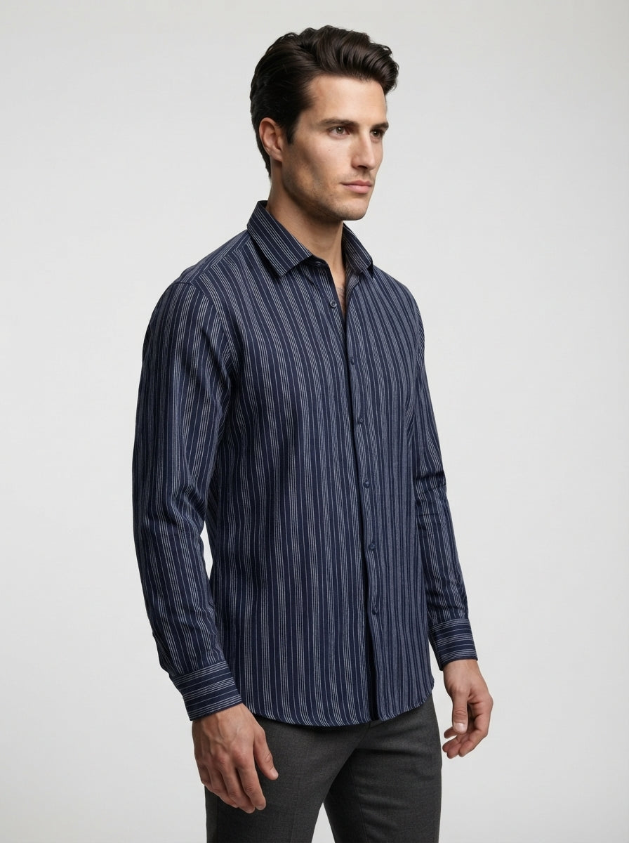 The Orvieto Textured Shirt — Navy