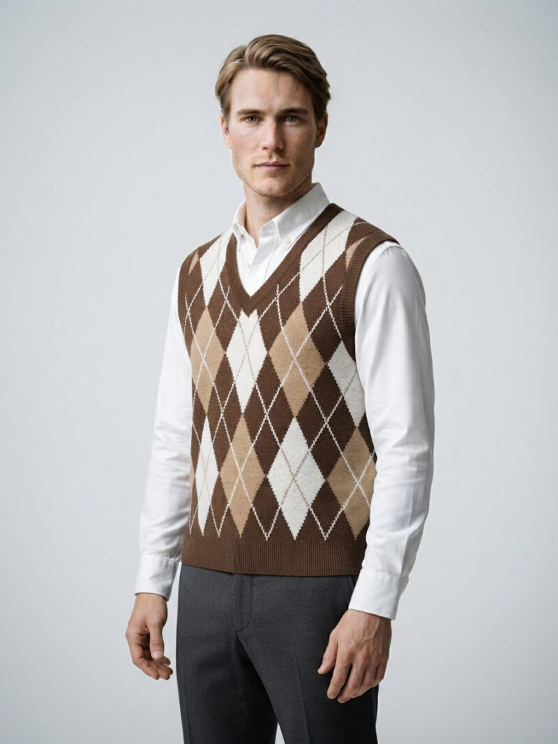 The Piacenza Argyle Vest — Brown