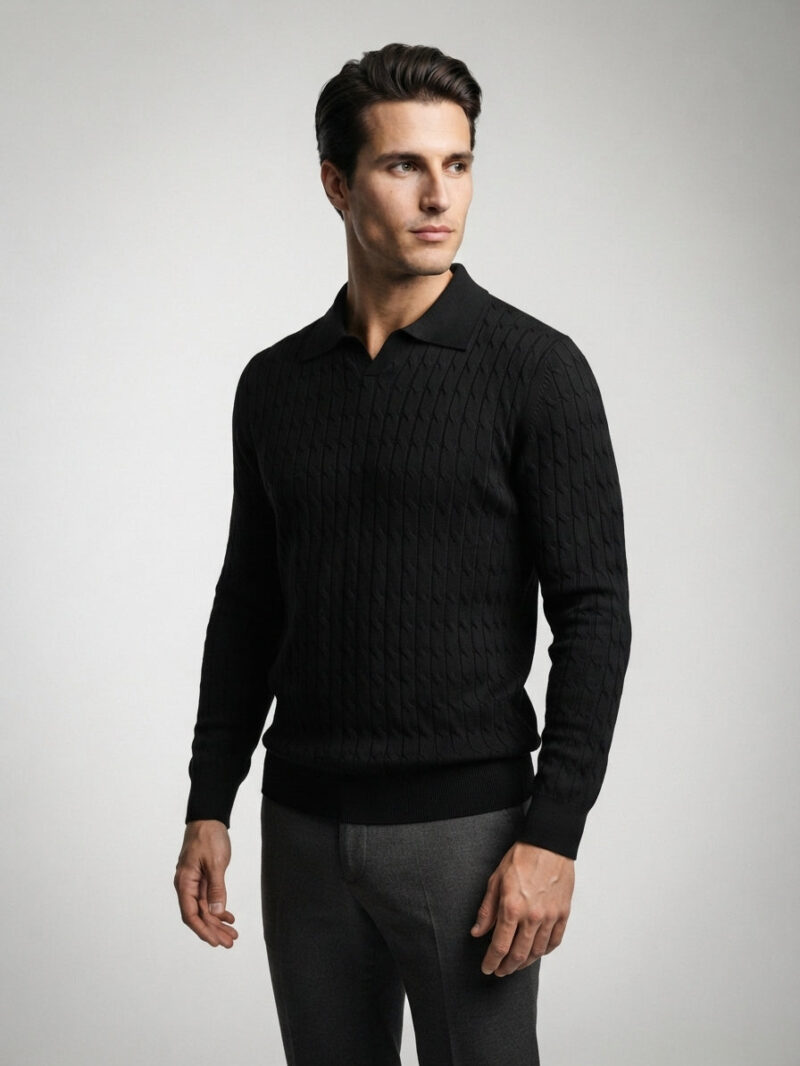 The Portofino Cable Polo — Black