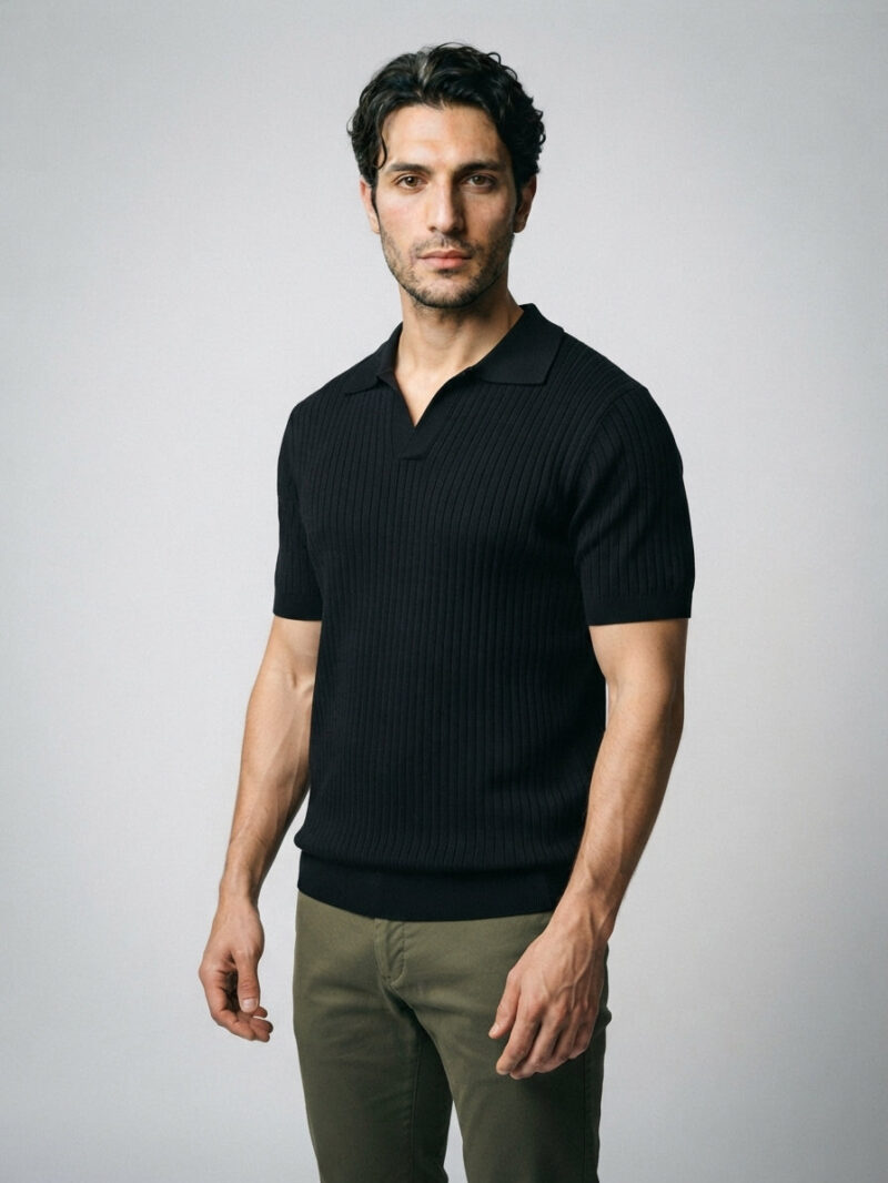 The Rapallo Rib Polo — Black