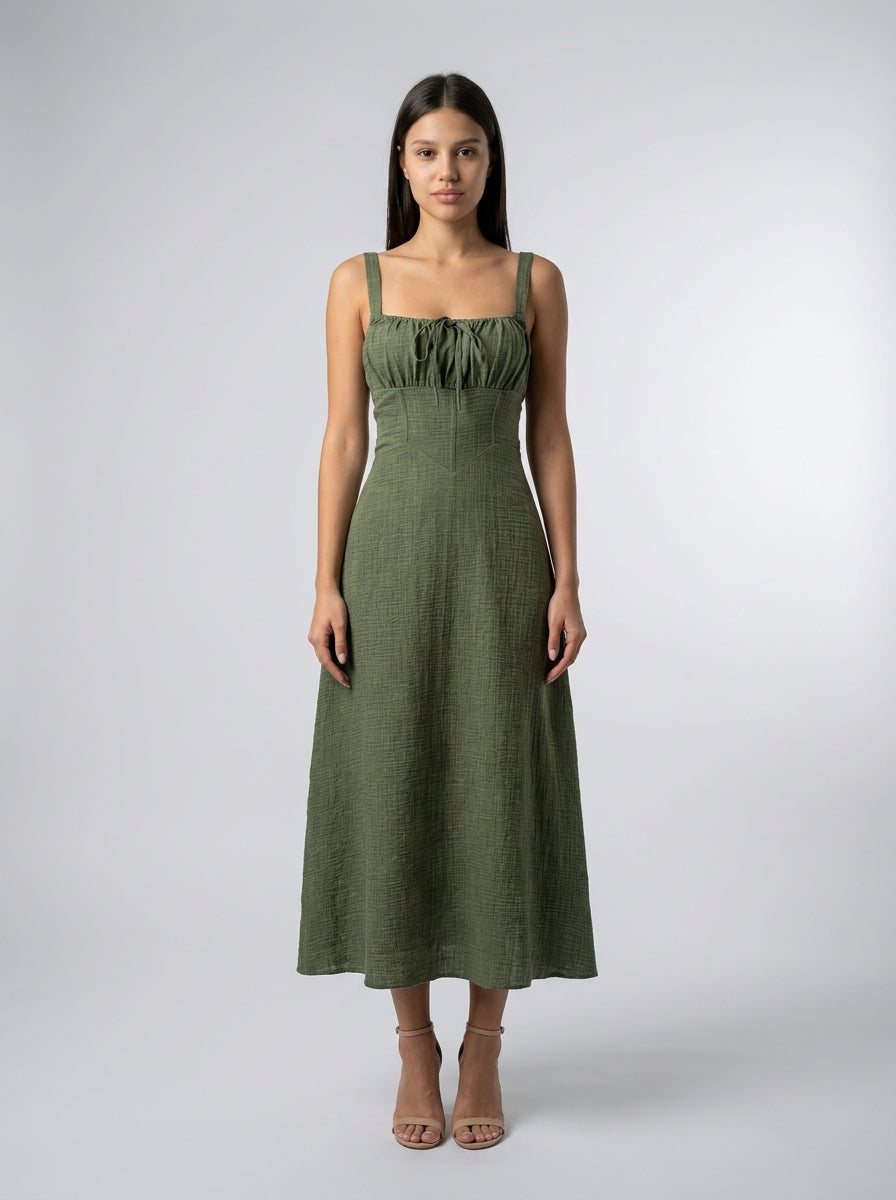 The Salo Corset Dress — Olive