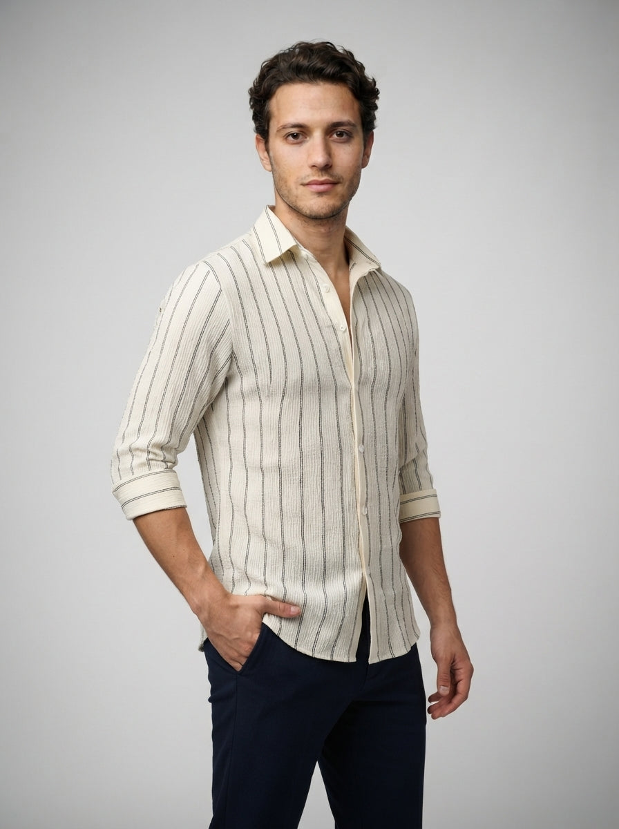 The Sorrento Crinkle Shirt — Cream