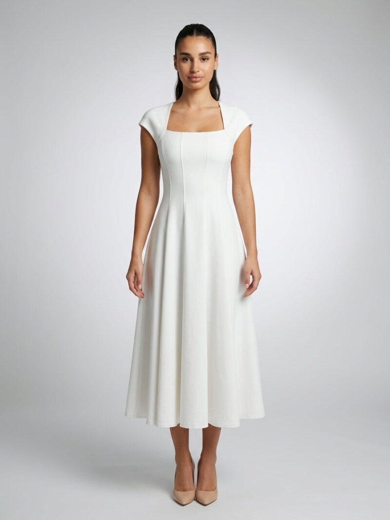 The Volterra Midi Dress — Ivory